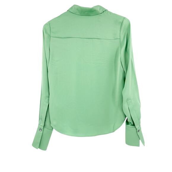 RAMY BROOK Top NEW Size XS Aliza Satin Green $365 Long Sleeve - Picture 3 of 3